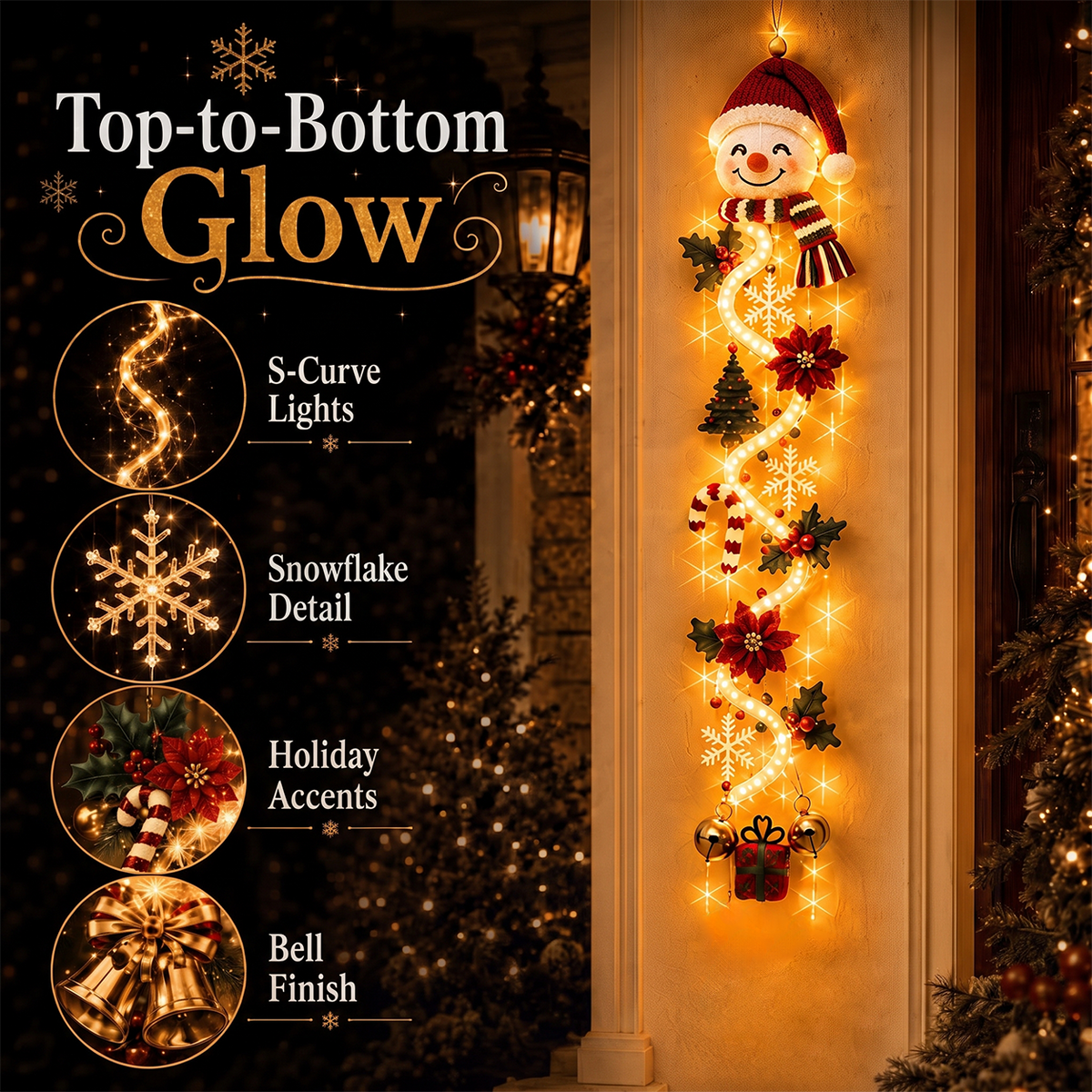 ⏳ Last Day 49% OFF – 🎄Glowing Christmas Door Hanger | 6 Festive Light Designs✨