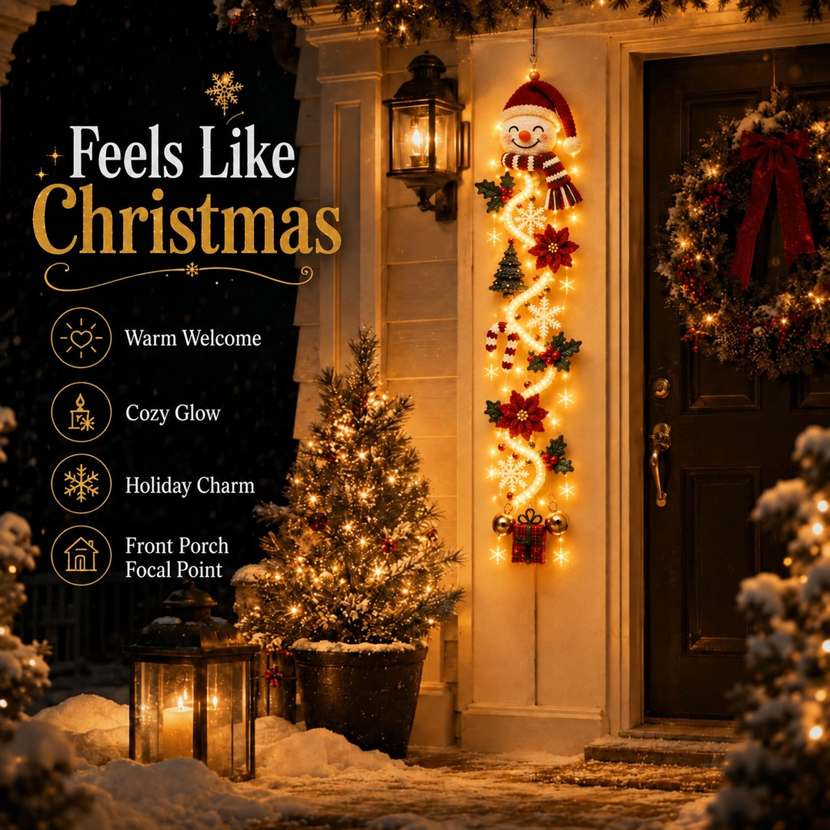 ⏳ Last Day 49% OFF – 🎄Glowing Christmas Door Hanger | 6 Festive Light Designs✨