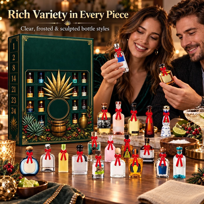 🎁✨24-Day Mini Tequila Bottle Advent  for Holiday Celebration, Bar Table Decor, Collector Gift & Family Countdown