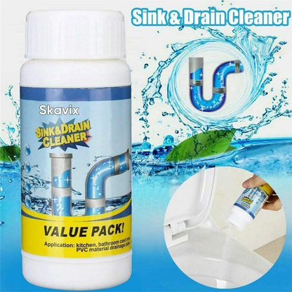 SKAVIX Powerful Pipe Dredging Agent for Kitchen and Toilet Pipelines - Dissolves 200+ Blockages and Kills 99% of Bacteria