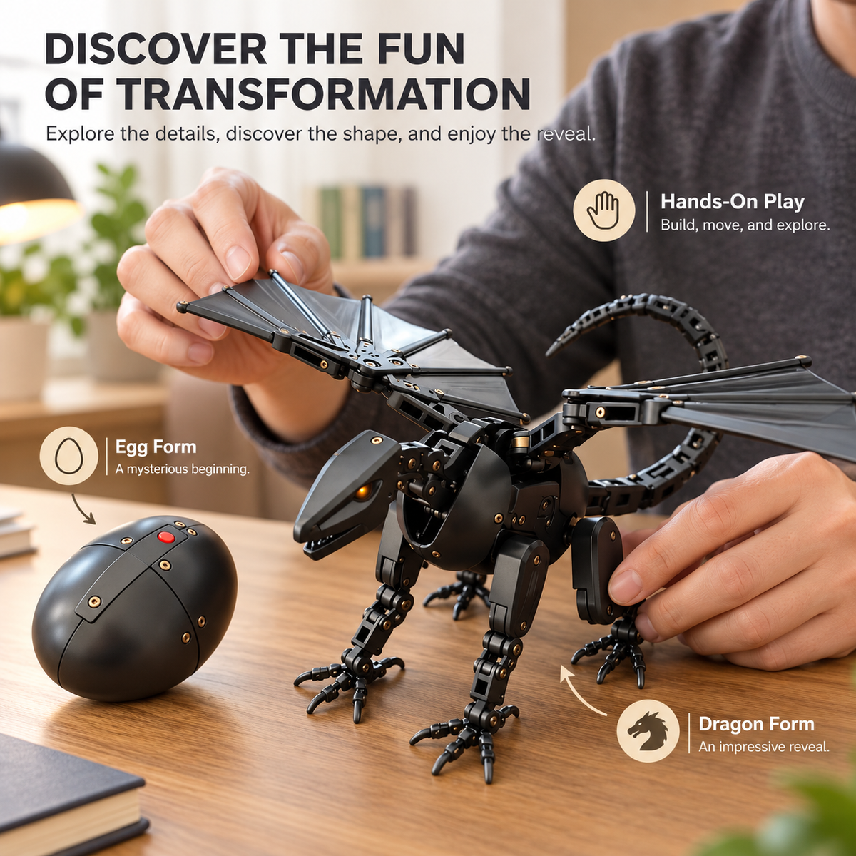 1-🔥🥚🐉 DragonMorph – Egg to Dragon Transforming Mechanical Toy
