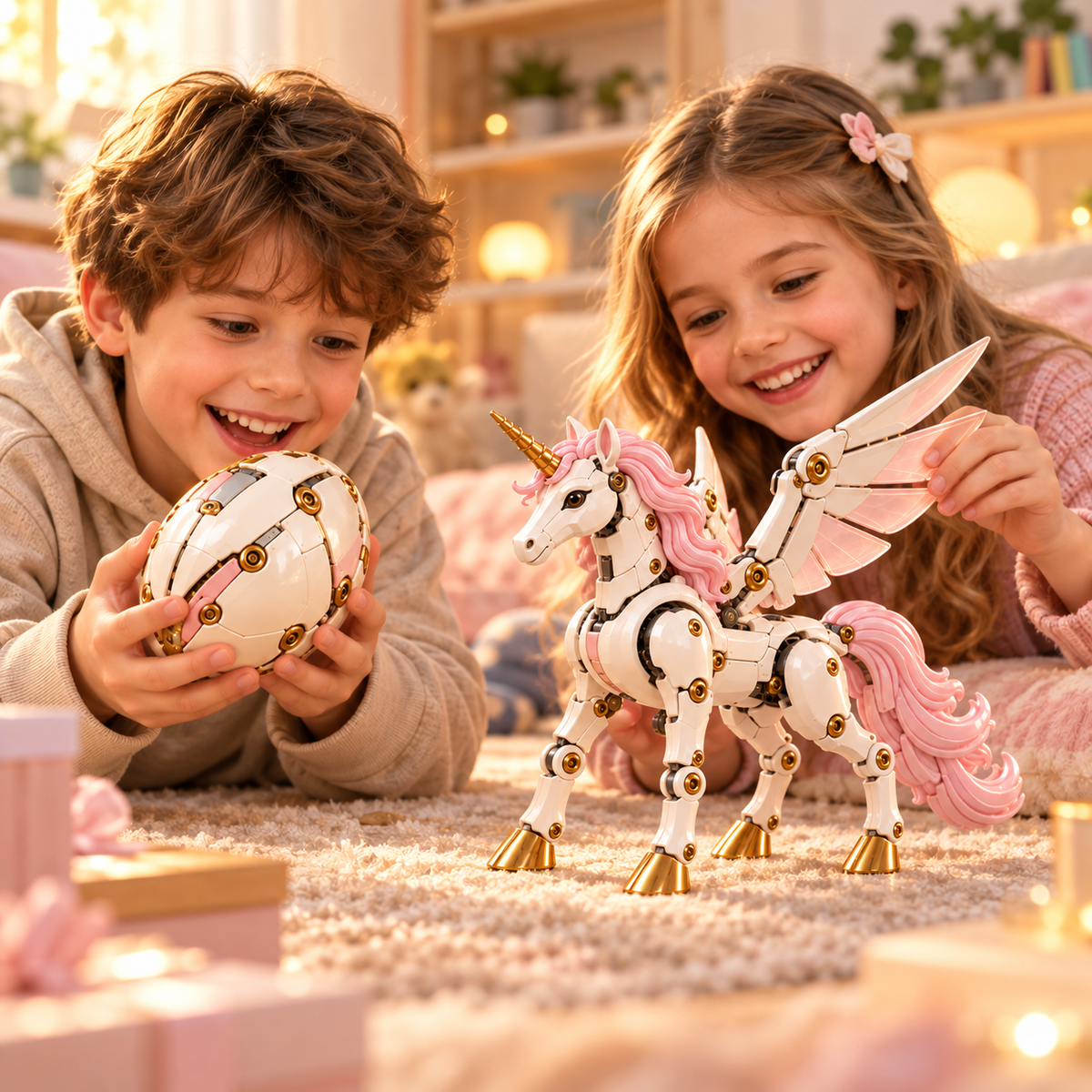 1-🦄 2-in-1 Transforming Mechanical Unicorn Egg – Winged Fantasy Figure!!!