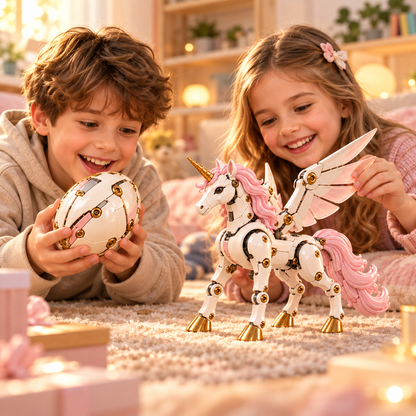 1-🦄 2-in-1 Transforming Mechanical Unicorn Egg – Winged Fantasy Figure!!!