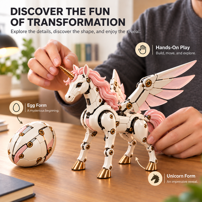 1-🦄 2-in-1 Transforming Mechanical Unicorn Egg – Winged Fantasy Figure!!!