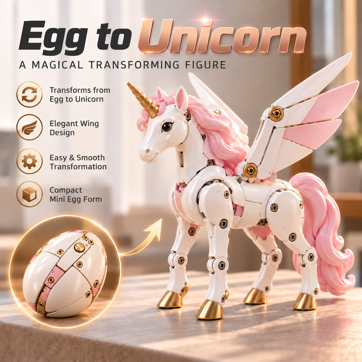 1-🦄 2-in-1 Transforming Mechanical Unicorn Egg – Winged Fantasy Figure!!!