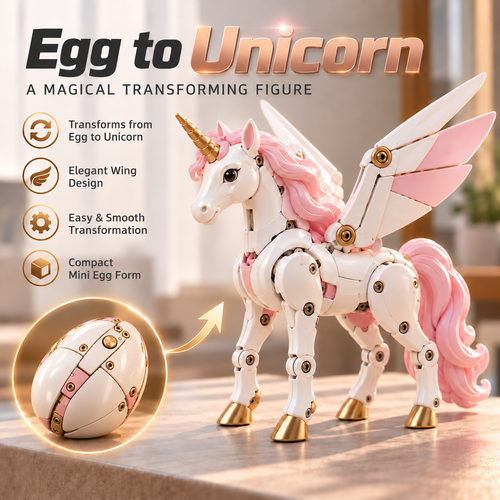 1-🦄 2-in-1 Transforming Mechanical Unicorn Egg – Winged Fantasy Figure!!!
