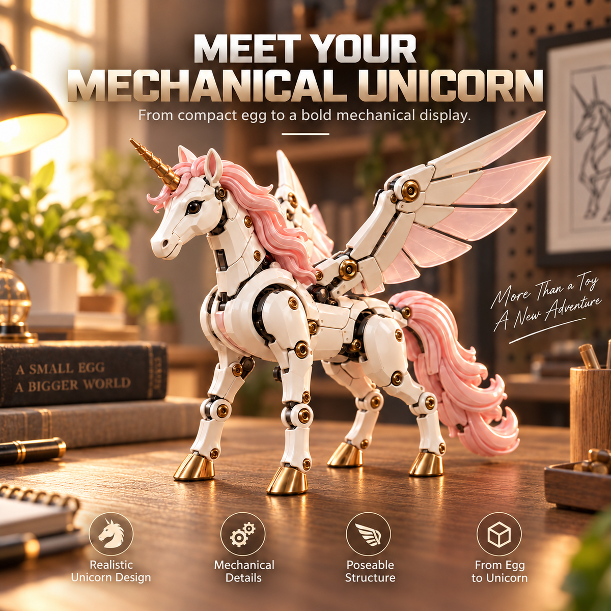 1-🦄 2-in-1 Transforming Mechanical Unicorn Egg – Winged Fantasy Figure!!!