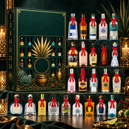 🎁✨24-Day Mini Tequila Bottle Advent  for Holiday Celebration, Bar Table Decor, Collector Gift & Family Countdown