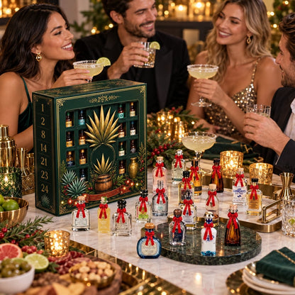 🎁✨24-Day Mini Tequila Bottle Advent  for Holiday Celebration, Bar Table Decor, Collector Gift & Family Countdown