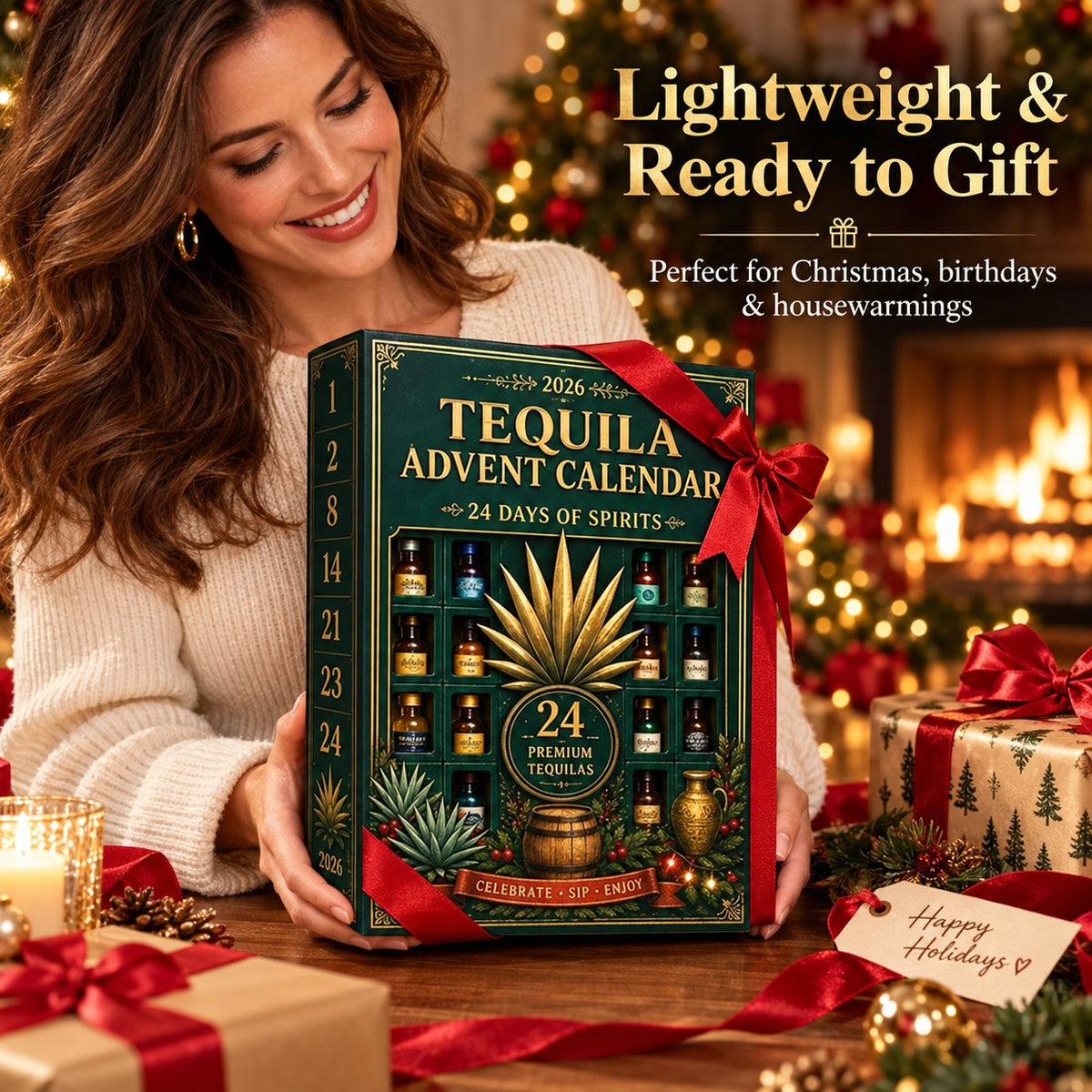 🎁✨24-Day Mini Tequila Bottle Advent  for Holiday Celebration, Bar Table Decor, Collector Gift & Family Countdown
